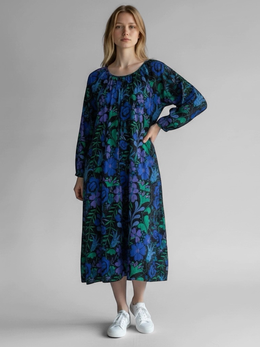 Gudrun Sjöden Floral Maxi Dress in Blue & Green